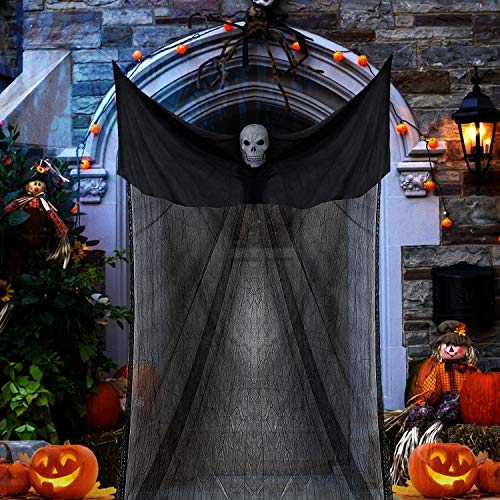 Taspire Halloween Deko Hängend, (3,3 m lang x 2 m breit) Deko Halloween Tür Deko Gespenst Geist Gruselig Hängend Türvorhang Dekoration für Halloween Party Deko (schwarz) von Taspire