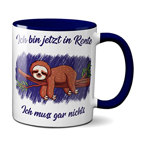 Faultier Rentner/Rentnerin Kaffeetasse Teetasse Geschenkidee Geschenk blau von TassenKing