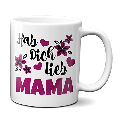 Hab Dich lieb Mama - Tasse mit lila Blüten - Kaffeetasse - Tasse mit Spruch von TassenKing