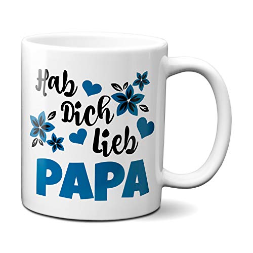 Hab Dich lieb Papa - Tasse mit blauen Blüten Kaffeetasse - Tasse mit Spruch von TassenKing