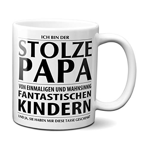 TassenKing Tasse mit Spruch STOLZER PAPA Kaffeetasse Kaffeebecher Kaffeepott Frühstückstasse Bürotasse Weihnachten Kinder Geschenk von TassenKing