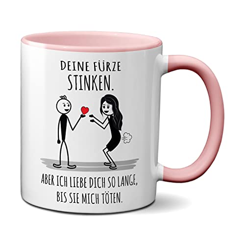 TassenKing® Tasse Deine Fürze stinken ich liebe Dich trotzdem - Liebestasse Geschenk für Frau oder Freundin Frauen lustig (rosa) von TassenKing