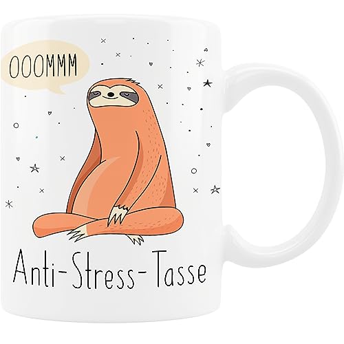 Tassensachen Bürotasse Faultier Spruch - Ooommm Anti-Stress-Tasse - lustige Kaffeetasse Teetasse aus Keramik in Weiß - ca. 330 ml spülmaschinengeeignet - Geschenk Geburtstag Homeoffice von Tassensachen