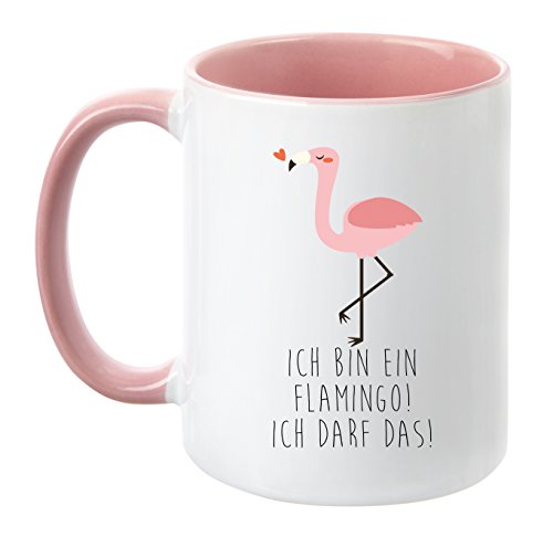 TASSENTICKER ''Ich Bin EIN Flamingo! Ich darf beidseitig Bedruckt - hochwertige Qualität - Teetasse - Kaffeetasse - Tasse - Geschenk (Rosa) von TASSENTICKER