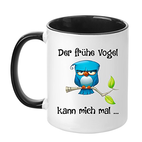 TASSENTICKER® - ''Der frühe Vogel kann Mich mal'' - Geschenk Tasse - hochwertige Qualität - Arbeit (Schwarz) von TASSENTICKER