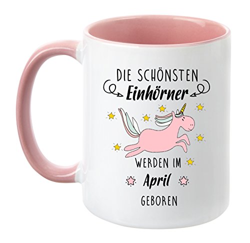 TassenTicker® - ''Die schönsten Einhörner werden im April geboren'' - Geburtstag-Tasse - Geschenk-Tasse - hochwertige Qualität von TassenTicker