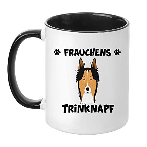 TassenTicker® - ''Frauchens Border Collie Trinknapf'' - Kaffeetasse - Hunde-Tasse - Hundebesitzerin - Frauchen - Geschenkidee - Schwarz von TassenTicker