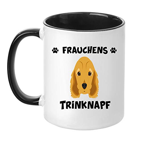 TassenTicker® - ''Frauchens Cocker Spaniel Trinknapf'' - Kaffeetasse - Hunde-Tasse - Hundebesitzerin - Frauchen - Geschenkidee - Schwarz von TassenTicker