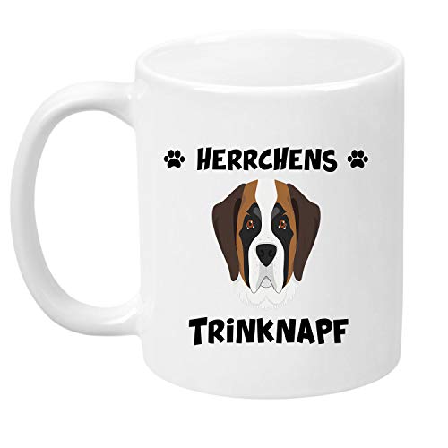 TassenTicker® - ''Herrchens Bernhardiner Trinknapf'' - Kaffeetasse - Hunde-Tasse - Hundebesitzer - Herrchen - Geschenkidee - Weiss von TassenTicker
