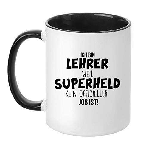 TassenTicker® - ''Ich bin ein Lehrer Weil Superheld kein offizieller Job ist!'' - Geschenk Tasse - hochwertige Qualität - Kaffeetasse - Geschenkidee - Becher (Schwarz) von TassenTicker