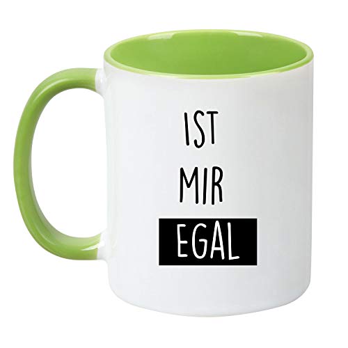 TassenTicker® - ''Ist mir egal.'' - beidseitig Bedruckt - Tasse - Kaffeetasse - Kaffeebecher - Geschenk - Arbeit - lustig (Grün) von TassenTicker