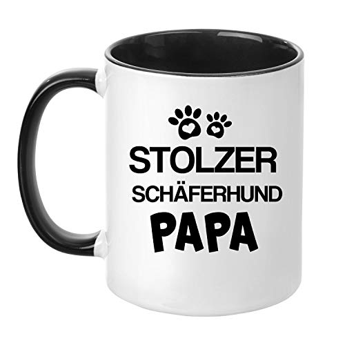 TassenTicker® - ''Stolzer Schäferhund Papa'' - Kaffeetasse - Hunde-Tasse - Hundebesitzer - Herrchen - Geschenkidee - Schwarz von TassenTicker