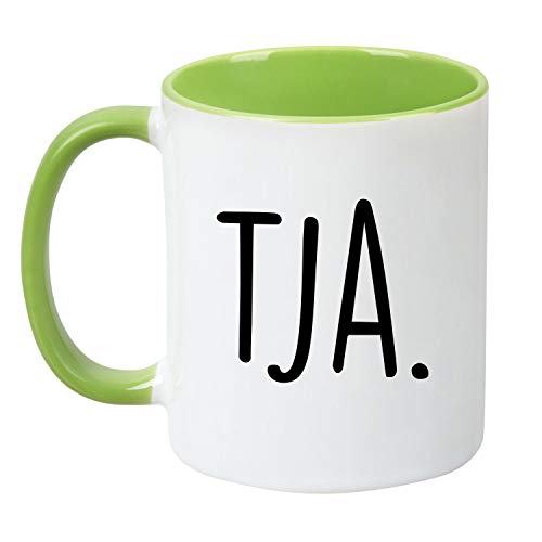 TassenTicker® - ''Tja'' - beidseitig Bedruckt - Tasse - Kaffeetasse - Kaffeebecher - Geschenk - Arbeit - Büro - Arbeitskollegen - Deutschland (Grün) von TassenTicker