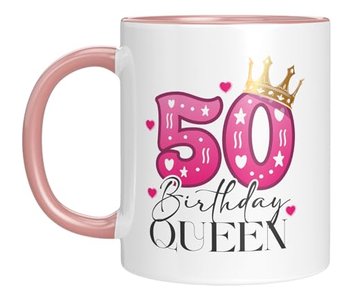 TassenTicker - Birthday Queen - Kaffeebecher - 50. Geburtstag - Jubiläum - runder Geburtstag - Geburtstagsgeschenk - Geschenkidee - Frauen - pink TassenTicker - Birthday Queen - Kaffeebecher - 50. Geburtstag - Jubiläum - runder Geburtstag - Geburtstagsgeschenk - Geschenkidee - Frauen - pink von TassenTicker