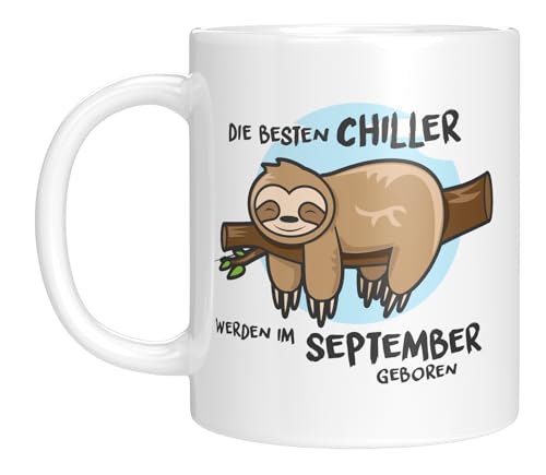 TassenTicker - Die besten Chiller werden im September geboren - Geburtstags Geschenk - Tasse mit Spruch - Faule Menschen - Geschenkidee - Geburtstagsgeschenk - für Mädchen & Jungs - Faultier TassenTicker - Die besten Chiller werden im September geboren - Geburtstags Geschenk - Tasse mit Spruch - Faule Menschen - Geschenkidee - Geburtstagsgeschenk - für Mädchen & Jungs - Faultier von TassenTicker
