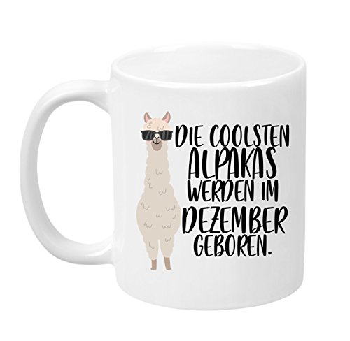 TASSENTICKER - ''Die coolsten Alpakas Werden im Dezember geboren'' -Geburtstags Tasse - hochwertige Qualität - Geschenke - Alpaka - Weiss (Dezember) von TASSENTICKER