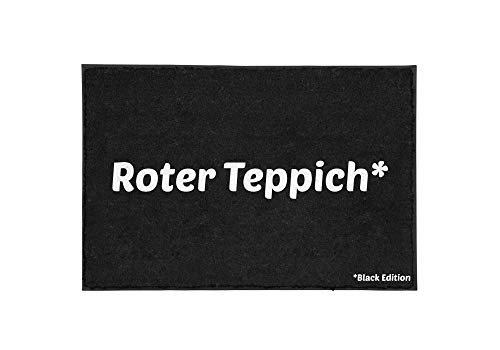 TassenTicker - Fußmatte mit Spruch - Roter Teppich. Black Edition - lustig - schwarz - willkommen - innen & außen - waschbar - Geschenkidee - Dekoration von TassenTicker