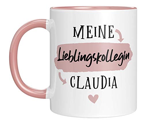 TassenTicker - Personalisierte Tasse Meine Lieblingskollegin mit Namen - Kaffee Tasse - Arbeit - Büro - Geschenkideen für beste Kollegin (Rosa) von TassenTicker
