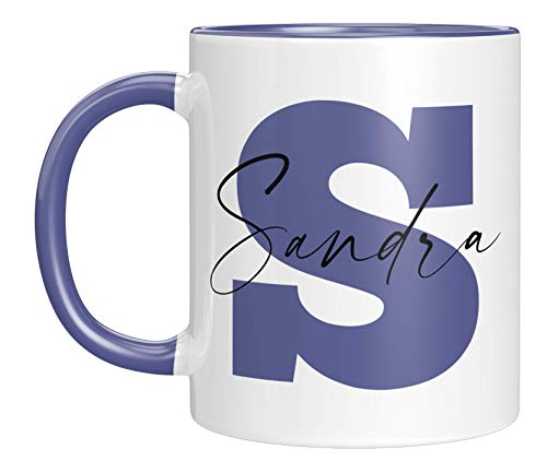 TassenTicker - Personalisierte Tasse - Namens-Tasse - mit Ihrem Anfangsbuchstaben und Namen - personalisiert - Geburtstag - Kaffeetasse - beidseitig bedruckt - Geschenkideen (Cambridge Blau) von TassenTicker