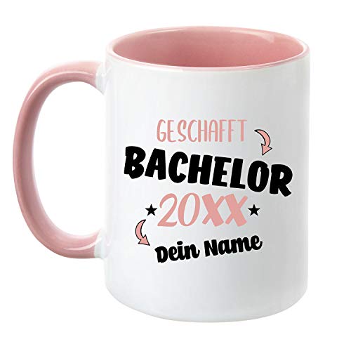 TassenTicker - Tasse zum Bachelor 20XX - Personalisiert - Prüfung bestanden - Abschlussfeier - Geschenkidee - Rosa von TassenTicker