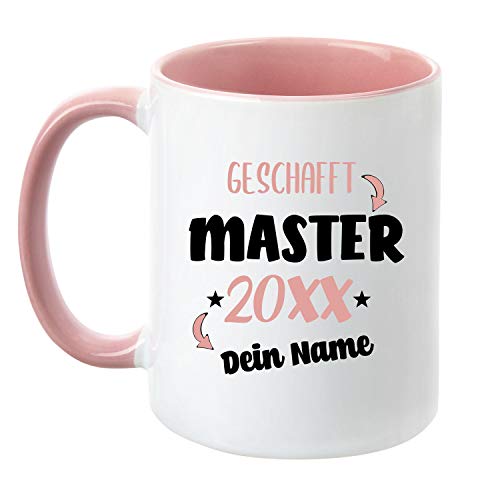 TassenTicker - Tasse zum Master 20XX - Personalisiert - Prüfung bestanden - Abschlussfeier - Geschenkidee - Rosa von TassenTicker