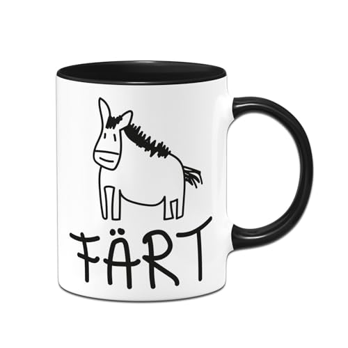 Färt - Pferde Tasse lustig - Geschenke für Pferdemädchen - Pferdetasse mit Spruch witzig - Pferdegeschenke für Reiter, Pferdeliebhaber, Deine Frau - Pferdemotiv (Schwarz) von Tassenbrennerei