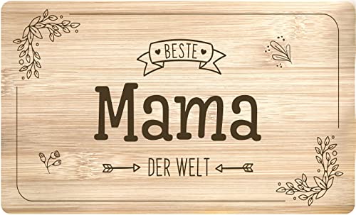 Frühstücksbrettchen mit Spruch Beste Mama der Welt - Holzbrett Made in Germany aus Echtholz - Geschenk für Mutter (Mama) von Tassenbrennerei
