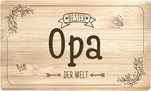 Frühstücksbrettchen mit Spruch Bester Opa der Welt - Holzbrett Made in Germany aus Echtholz - Geschenk für Großvater (Opa) von Tassenbrennerei