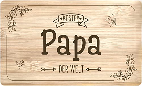 Frühstücksbrettchen mit Spruch Bester Papa der Welt - Holzbrett Made in Germany aus Echtholz - Geschenk für Vater (Papa) von Tassenbrennerei