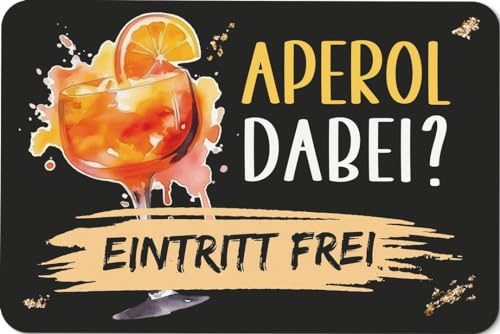 Fußmatte innen - Aperol dabei? Eintritt frei - Türmatte lustig mit Spruch - Waschbar - Holy Aperoli - Aperoliker von Tassenbrennerei