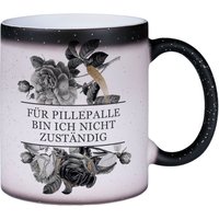 Glitzer-Zaubertasse - Für Pillepalle Bin Ich Nicht Zuständig Black Rose von Tassenbrennerei