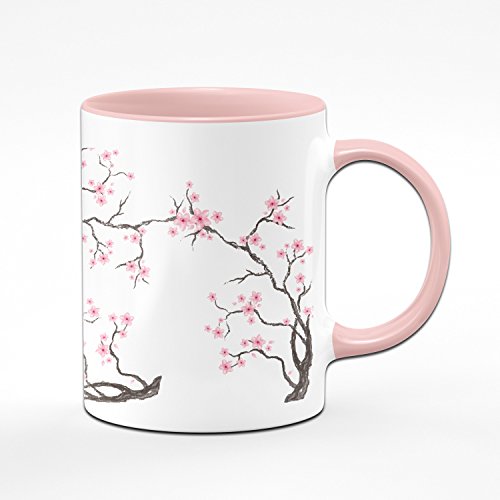 Tasse Cherry Blossom Teetasse - Kaffeetasse in rosa mit Kirschblüten von Tassenbrennerei