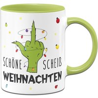 Tasse Mit Spruch Grinch Schöne Scheiß Weihnachten | Mittelfinger - Weihnachtstasse Tasse Mit Spruch Grinch Schöne Scheiß Weihnachten | Mittelfinger - Weihnachtstasse von Tassenbrennerei
