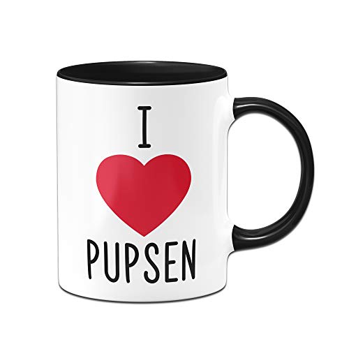 Tasse mit Spruch I Love Pupsen - Ich Liebe Pupsen, furzen - Bürotasse, Tassen mit Sprüchen lustig (Schwarz) von Tassenbrennerei