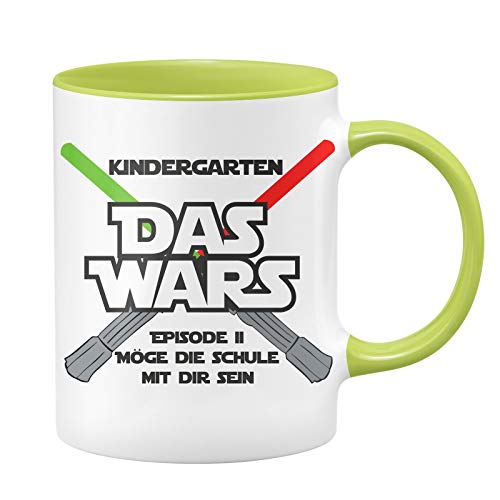 Tasse Schulanfang - Kindergarten DAS Wars Episode 2 Möge die Schule mit Dir Sein - Geschenke zur Einschulung, Schulanfang - Einschulungsgeschenke Junge (Hellgrün) von Tassenbrennerei