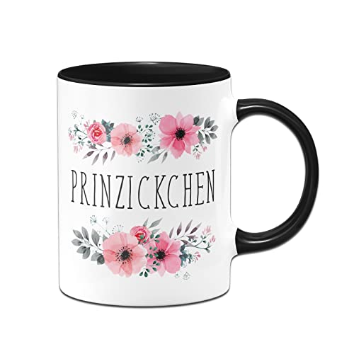 Tassenbrennerei Blümchen Tasse mit Spruch - Prinzickchen - Kaffeetasse lustig (Schwarz) von Tassenbrennerei