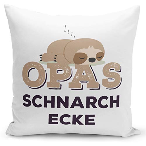 Tassenbrennerei Faultier Kissen mit Spruch Opas Schnarchecke - Geschenk für Opa, Großeltern von Tassenbrennerei