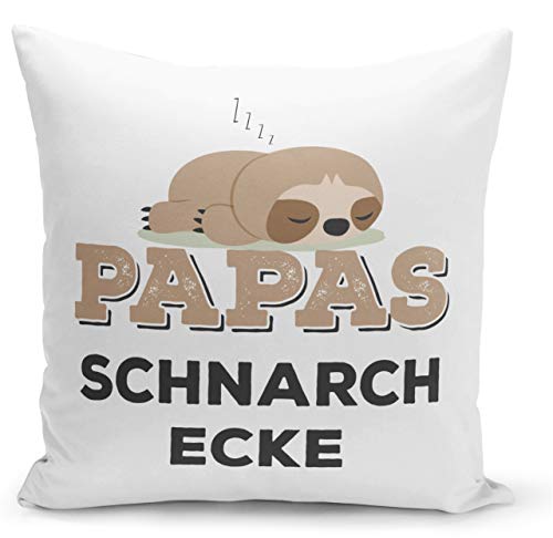 Tassenbrennerei Faultier Kissen mit Spruch Papas Schnarchecke - Geschenk für Papa (Kissenhülle mit Innenkissen) von Tassenbrennerei