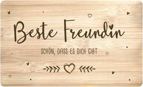 Tassenbrennerei Frühstücksbrettchen mit Spruch - Beste Freundin Schön, dass es Dich gibt - Echtholz Made in Germany - Geschenk für beste Freundin von Tassenbrennerei