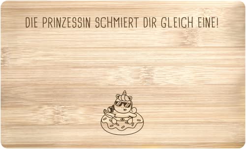 Tassenbrennerei Frühstücksbrettchen mit Spruch - Die Prinzessin schmiert Dir gleich eine - Echtholz Made in Germany - Geschenk für Frau, Freundin von Tassenbrennerei