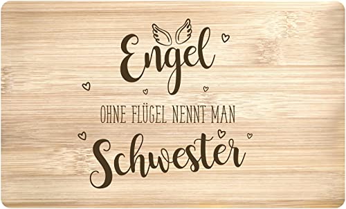 Tassenbrennerei Frühstücksbrettchen mit Spruch Engel ohne Flügel nennt man Schwester - Echtholz Made in Germany - Geschenk (Schwester) von Tassenbrennerei