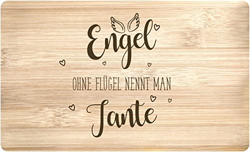 Tassenbrennerei Frühstücksbrettchen mit Spruch Engel ohne Flügel nennt man Tante - Echtholz Made in Germany - Geschenk (Tante) von Tassenbrennerei