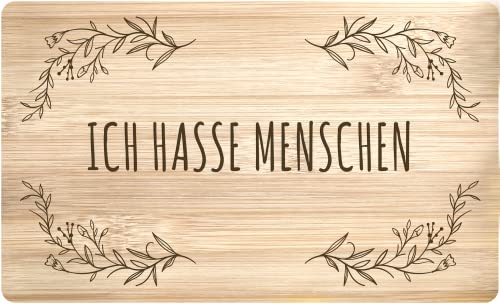 Tassenbrennerei Frühstücksbrettchen mit Spruch - Ich hasse Menschen - Echtholz Made in Germany - Geschenk für Kollegen, Freund, Freundin von Tassenbrennerei