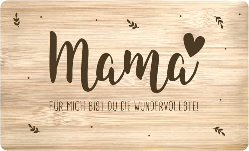 Tassenbrennerei Frühstücksbrettchen mit Spruch - Mama für mich bist Du die Wundervollste - Echtholz Made in Germany - Geschenk für Mutter von Tassenbrennerei
