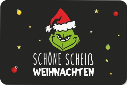 Tassenbrennerei Fußmatte - Grinch - Schöne Weihnachten - Türmatte lustig als Geschenk - rutschfeste - Deutsche Qualität von Tassenbrennerei
