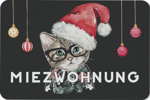 Tassenbrennerei Fußmatte - Katze mit Spruch - Türmatte lustig als Geschenk für Katzenbesitzer - Katzengeschenke (Katze Weihnachtsmotiv) von Tassenbrennerei