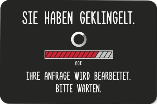 Tassenbrennerei Fußmatte - Sie haben geklingelt. Ihre Anfrage Wird bearbeitet. Bitte warten. - Türmatte lustig mit Spruch - Waschbar von Tassenbrennerei