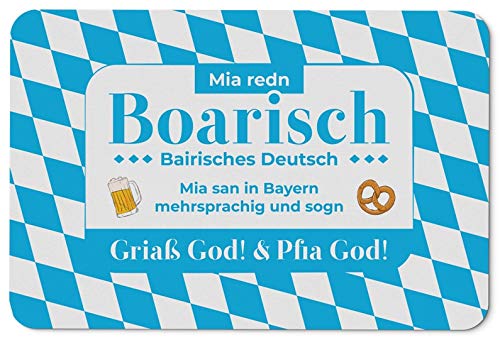 Tassenbrennerei Fußmatte mit Spruch Mia redn Boarisch Bairisches Deutsch - Schmutzmatte Bayern lustig - Waschbar von Tassenbrennerei