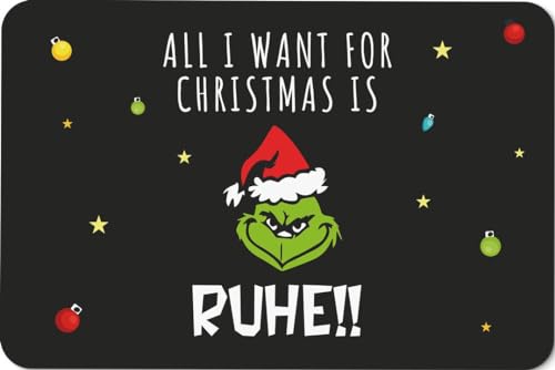 Tassenbrennerei Grinch Fußmatte - All I Want for Christmas is Ruhe! - Türmatte lustig mit Weihnachtsmotiv - Anti Weihnachten - Weihnachtsdeko, Grinchdeko von Tassenbrennerei