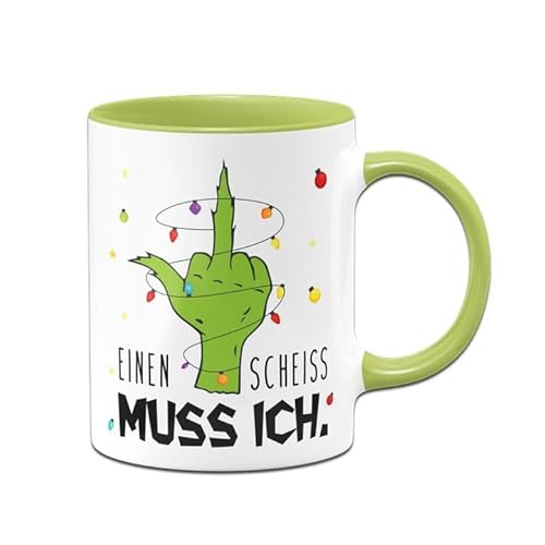 Tassenbrennerei Grinch Tasse - Einen S muss ich - Weihnachtstasse lustig, Kaffeetasse mit Spruch - Weihnachts-Deko (Grün) von Tassenbrennerei